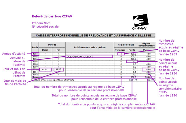 Releve De Carriere Cipav